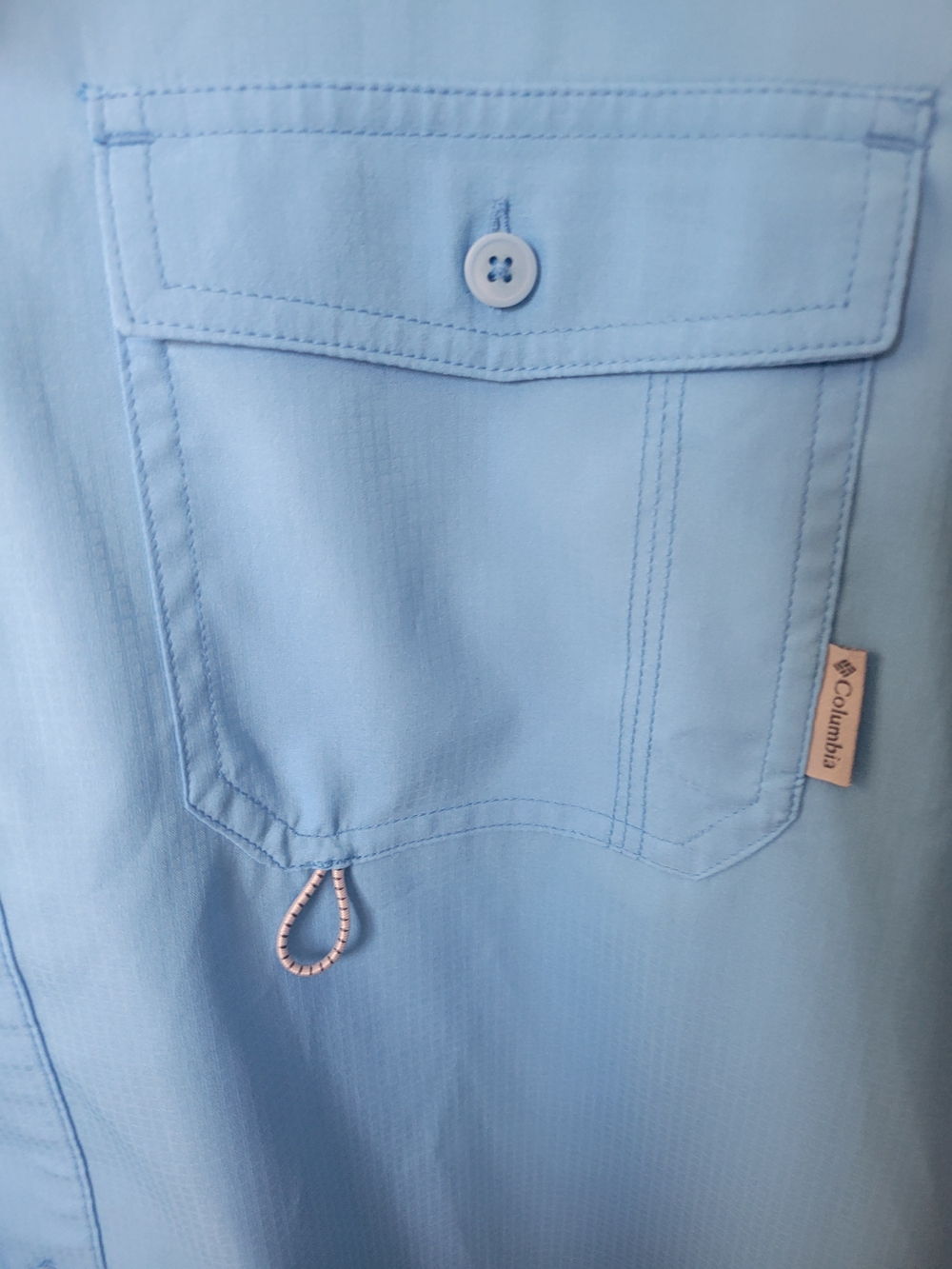 Columbia Light Blue Men's Long Sleeve Button Fishing Shirt - Picture 5 of 6